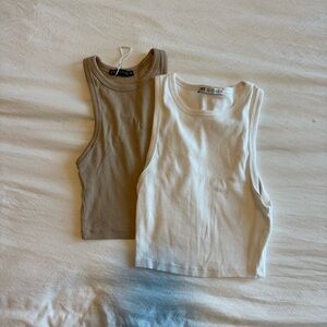 Zara Tank Top Set - White and Tan
